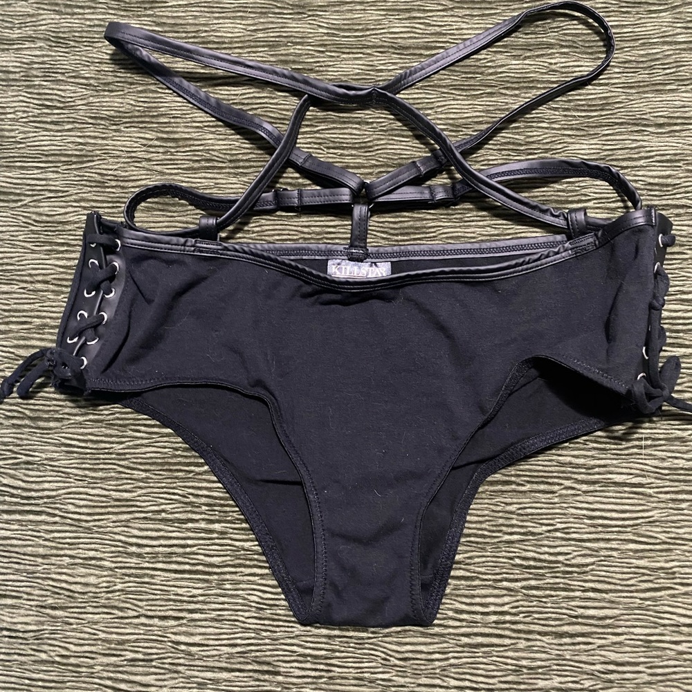 Killstar Black Strappy Hotpants